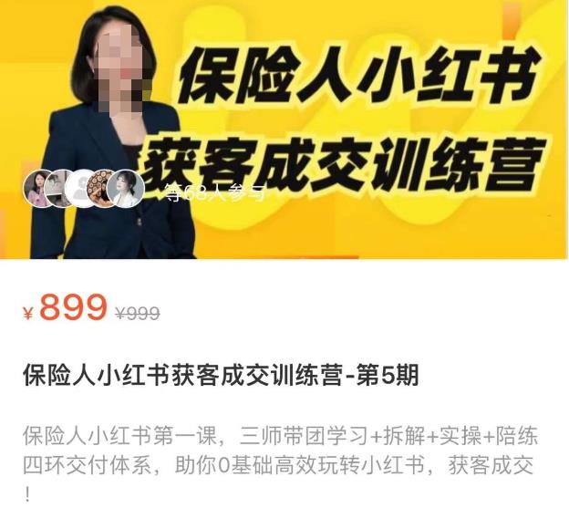 保险人小红书获客成交训练营，0基础高效玩转小红书，可复制的获客成交之路-副业心选