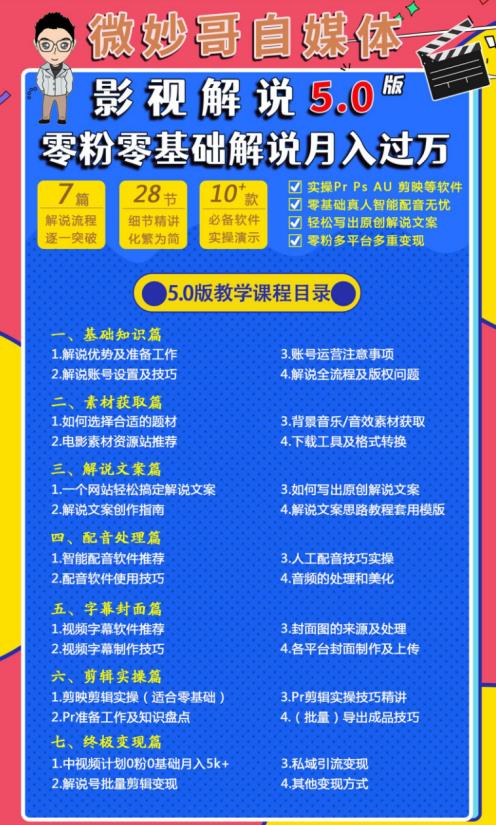 图片[2]-微妙哥影视解说5.0版视频课程，零粉丝零基础解说，小白也能月入过万 - 副业心选-副业心选