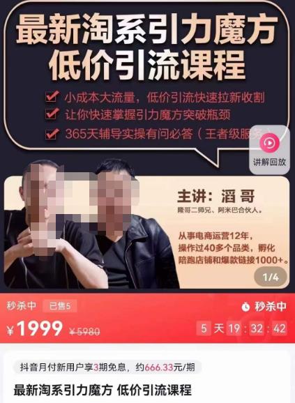 最新淘系引力魔方低价引流课程，小成本大流量，低价引流快速拉新收割-副业心选