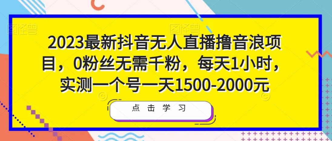 2023最新抖音无人直播撸音浪项目，0粉丝无需千粉，每天1小时，实测一个号一天1500-2000元 - 副业心选-副业心选