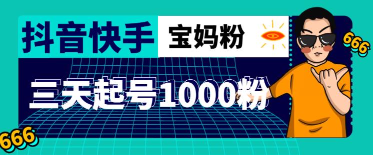 抖音快手三天起号涨粉1000宝妈粉丝的核心方法【详细玩法教程】 - 副业心选-副业心选