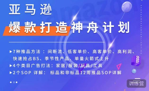 亚马逊爆款打造神舟计划，​7种推品方法，4个类目广告打法，2个SOP详解 - 副业心选-副业心选