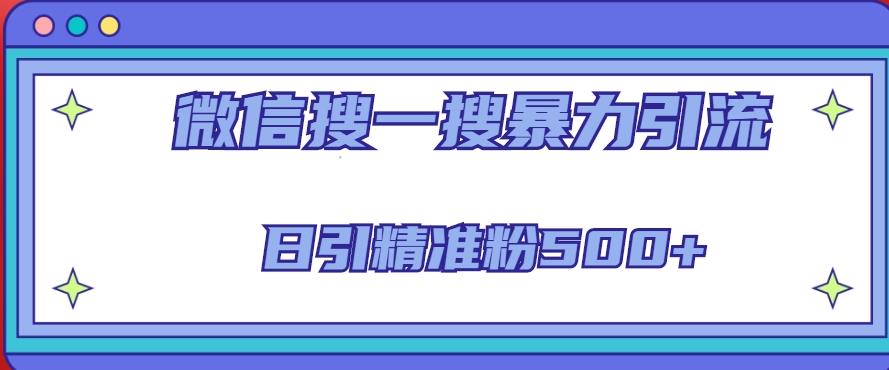 微信搜一搜引流全系列课程，日引精准粉500+（8节课） - 副业心选-副业心选