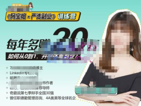 《阿宝姐×严选副业》训练营【Plus版】12期，帮助你找准适合自己的副业，开启斜杠人生 - 副业心选-副业心选