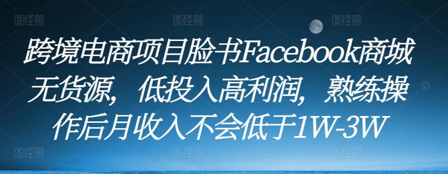 跨境电商项目脸书Facebook商城无货源，低投入高利润，熟练操作后月收入不会低于1W-3W - 副业心选-副业心选