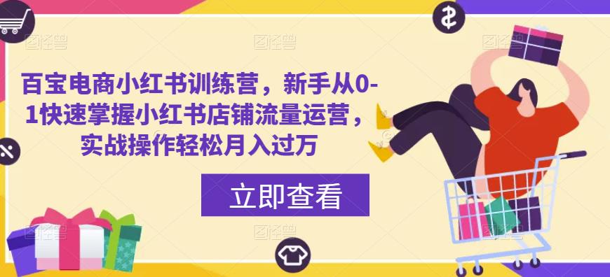 百宝电商小红书训练营，新手从0-1快速掌握小红书店铺流量运营，实战操作轻松月入过万-副业心选