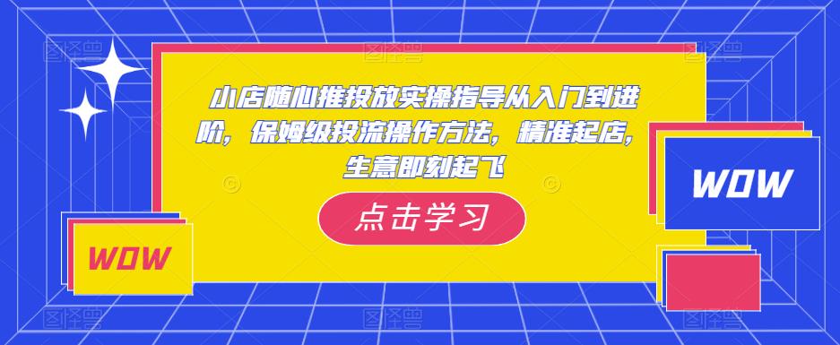 小店随心推投放实操指导从入门到进阶，保姆级投流操作方法，精准起店，生意即刻起飞 - 副业心选-副业心选