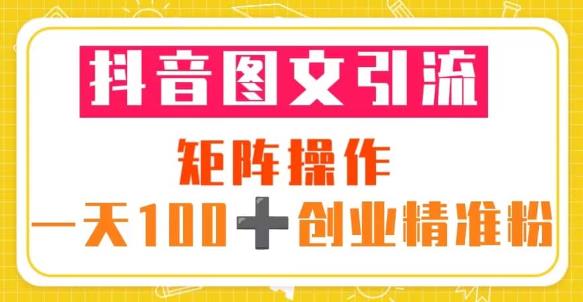 抖音图文引流矩阵操作一天100+创业精准粉（5节视频课+素材模板） - 副业心选-副业心选