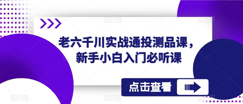 老六千川实战通投测品课，新手小白入门必听课 - 副业心选-副业心选