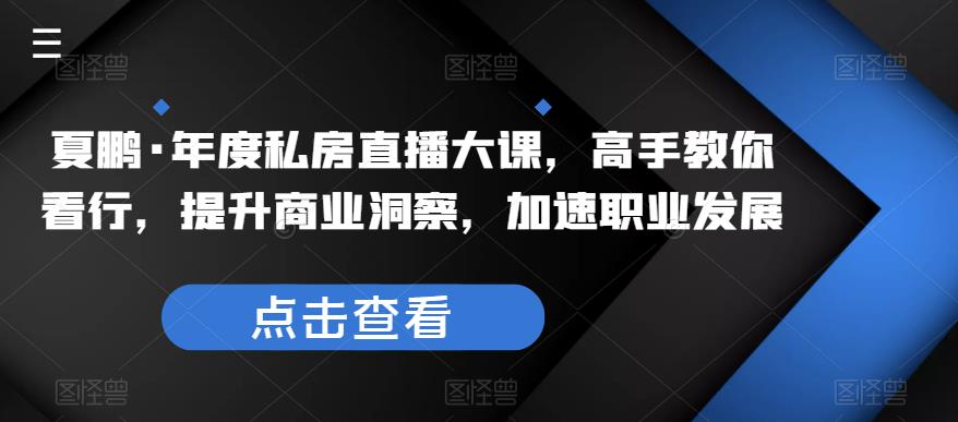 夏鹏·年度私房直播大课，高手教你看行，提升商业洞察，加速职业发展 - 副业心选-副业心选
