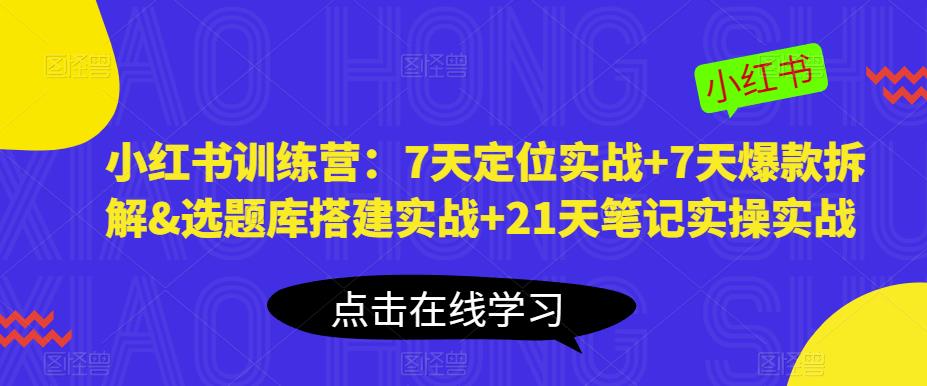 小红书训练营：7天定位实战+7天爆款拆解&选题库搭建实战+21天笔记实操实战 - 副业心选-副业心选
