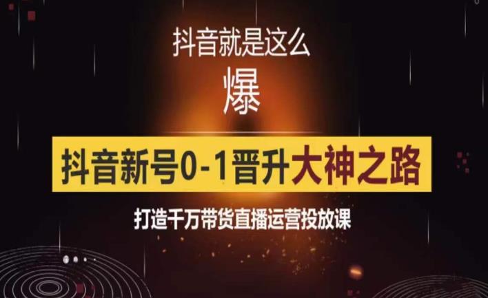 0粉自然流实战起号课，抖音新号0~1晋升大神之路，打造千万带货直播运营投放课-副业心选