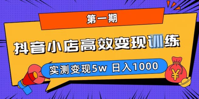 抖音小店高效变现训练营（第一期）,实测变现5w，日入1000【揭秘】 - 副业心选-副业心选