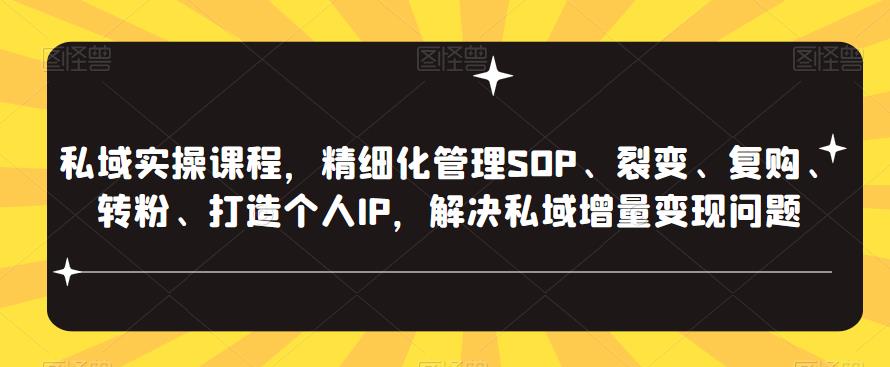 私域实操课程，精细化管理SOP、裂变、复购、转粉、打造个人IP，解决私域增量变现问题 - 副业心选-副业心选