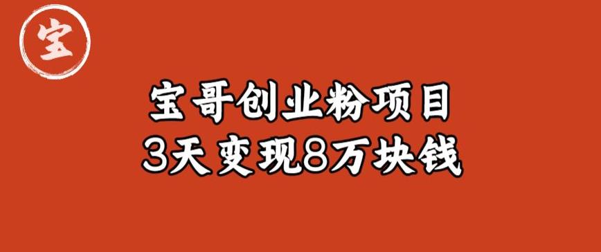宝哥IP图文创业粉引流项目实战分享：单个账号3天涨粉1万，变现8万块钱（图文教程）【揭秘】-副业心选