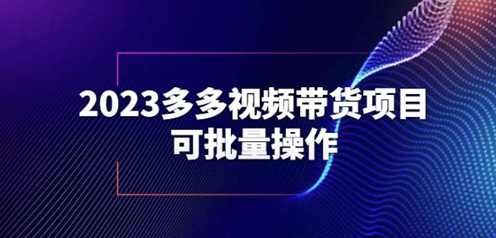 2023多多视频带货项目，可批量操作【保姆级教学】【揭秘】 - 副业心选-副业心选