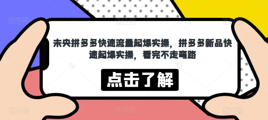 未央拼多多快速流量起爆实操，拼多多新品快速起爆实操，看完不走弯路 - 副业心选-副业心选