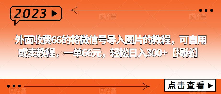 外面收费66的将微信号导入图片的教程，可自用或卖教程，一单66元，轻松日入300+【揭秘】 - 副业心选-副业心选
