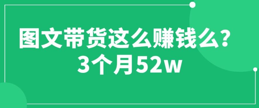 图文带货这么赚钱么? 3个月52W 图文带货运营加强课【揭秘】 - 副业心选-副业心选
