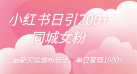 小红书日引200+同城女粉，最新实操爆粉玩法，单日变现1000+【揭秘】 - 副业心选-副业心选