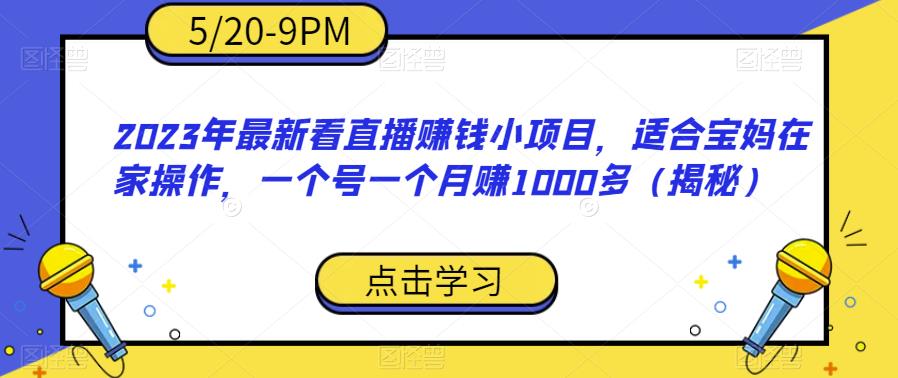 2023年最新看直播赚钱小项目，适合宝妈在家操作，一个号一个月赚1000多（揭秘）-副业心选