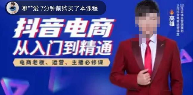 高雄哥·抖音电商从入门到精通，​从账号、流量、人货场、主播、店铺五个方面全面解析抖音电商核心逻辑-副业心选