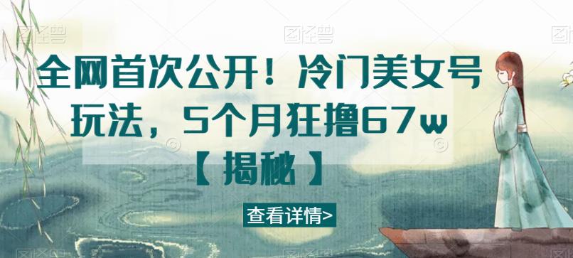 全网首次公开！冷门美女号玩法，5个月狂撸67w【揭秘】 - 副业心选-副业心选