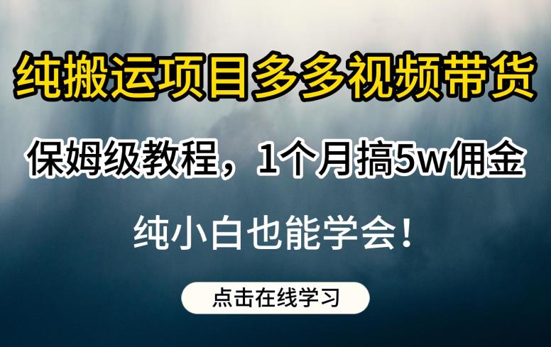纯搬运项目多多视频带货保姆级教程，1个月搞5w佣金，纯小白也能学会【揭秘】 - 副业心选-副业心选