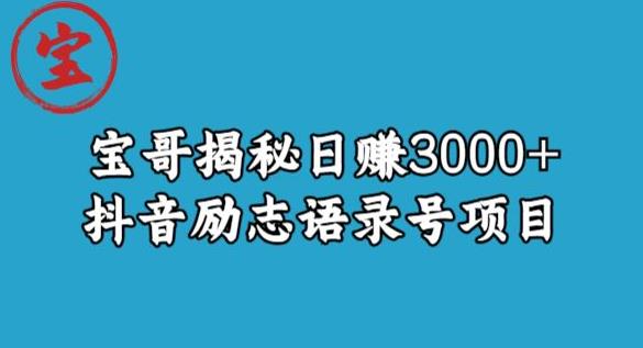 宝哥揭秘日赚3000+抖音励志语录号短视频变现项目 - 副业心选-副业心选