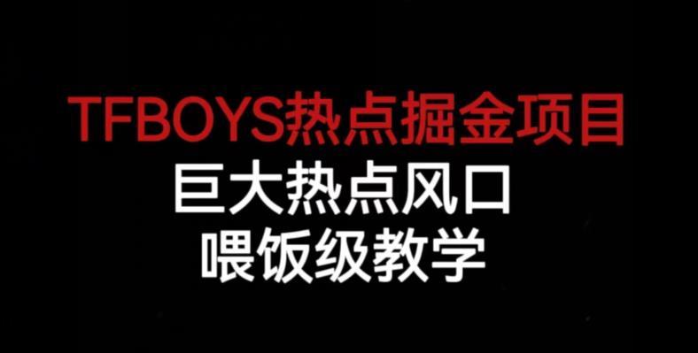 TFBOYS热点掘金项目，巨大热点风口，喂饭级教学-副业心选