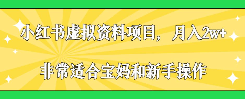 小红书虚拟资料项目，月入2w+，非常适合宝妈和新手操作【揭秘】 - 副业心选-副业心选
