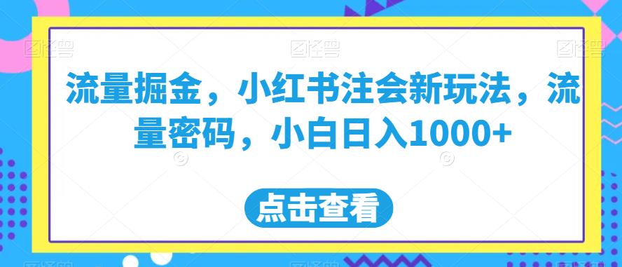流量掘金，小红书注会新玩法，流量密码，小白日入1000+【揭秘】-副业心选
