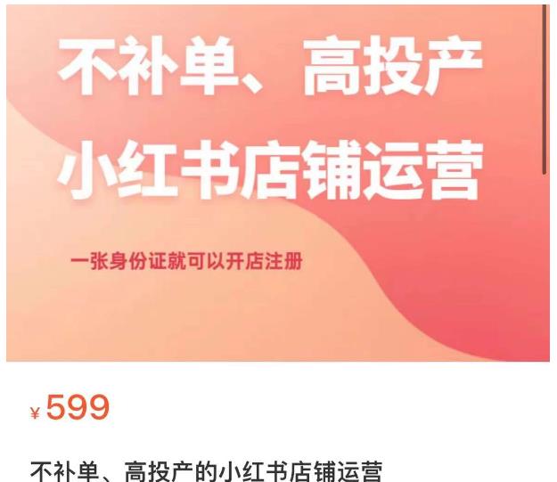 不补单、高投产的小红书店铺运营，一张身份证就可以开店注册 - 副业心选-副业心选