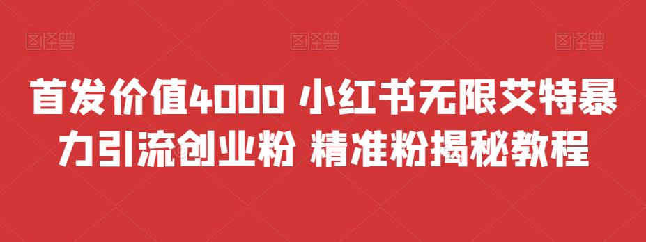 首发价值4000 小红书无限艾特暴力引流创业粉 精准粉揭秘教程 - 副业心选-副业心选