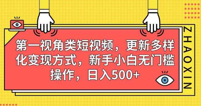 第一视角类短视频，更新多样化变现方式，新手小白无门槛操作，日入500+【揭秘】 - 副业心选-副业心选