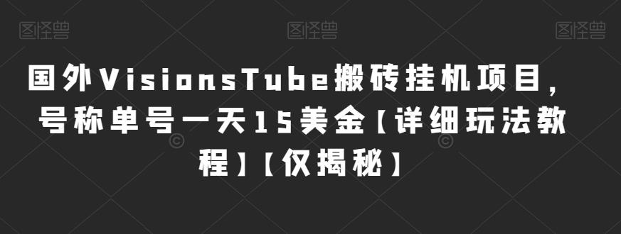 国外VisionsTube搬砖挂机项目，号称单号一天15美金【详细玩法教程】【仅揭秘】 - 副业心选-副业心选