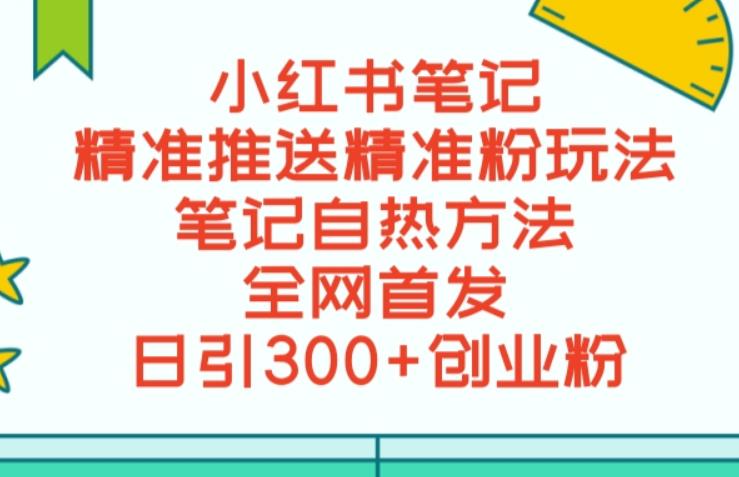 最新小红书笔记精准推送2000+精准粉，单日导流私欲最少300【脚本+教程】-副业心选