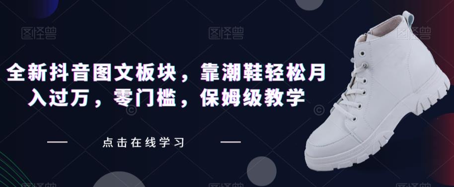 全新抖音图文板块，靠潮鞋轻松月入过万，零门槛，保姆级教学【揭秘】 - 副业心选-副业心选