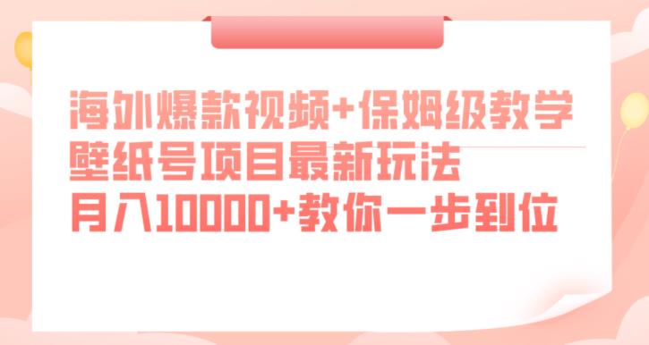 海外爆款视频+保姆级教学，壁纸号项目最新玩法，月入10000+教你一步到位【揭秘】-副业心选
