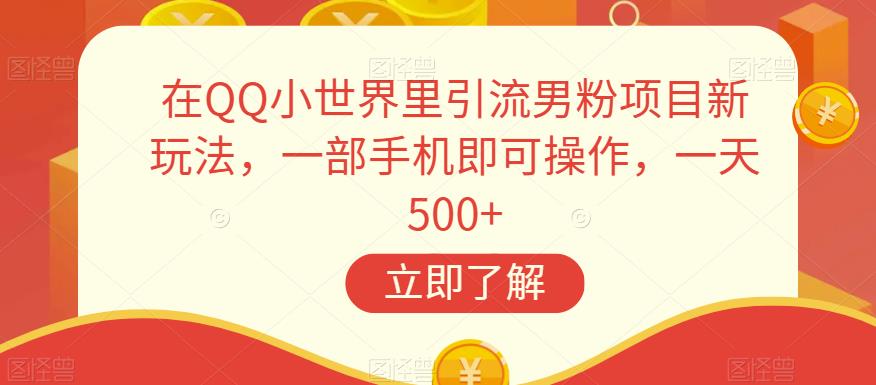 在QQ小世界里引流男粉项目新玩法，一部手机即可操作，一天500+【揭秘】-副业心选