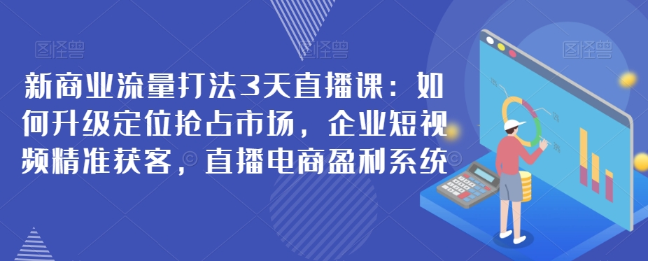 新商业流量打法3天直播课：如何升级定位抢占市场，企业短视频精准获客，直播电商盈利系统 - 副业心选-副业心选