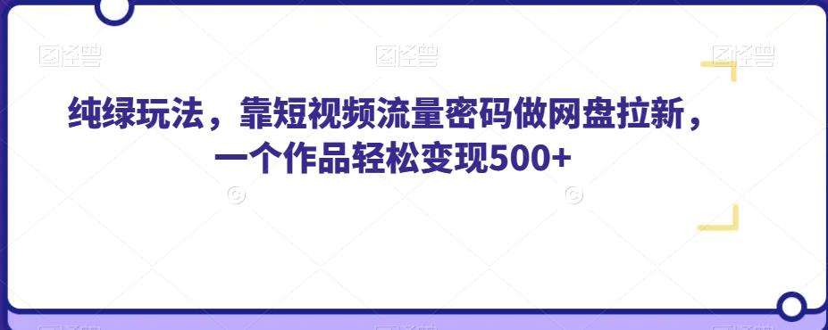 纯绿玩法，靠短视频流量密码做网盘拉新，一个作品轻松变现500+【揭秘】 - 副业心选-副业心选