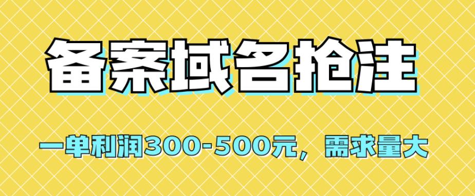 【全网首发】备案域名抢注，一单利润300-500元，需求量大 - 副业心选-副业心选