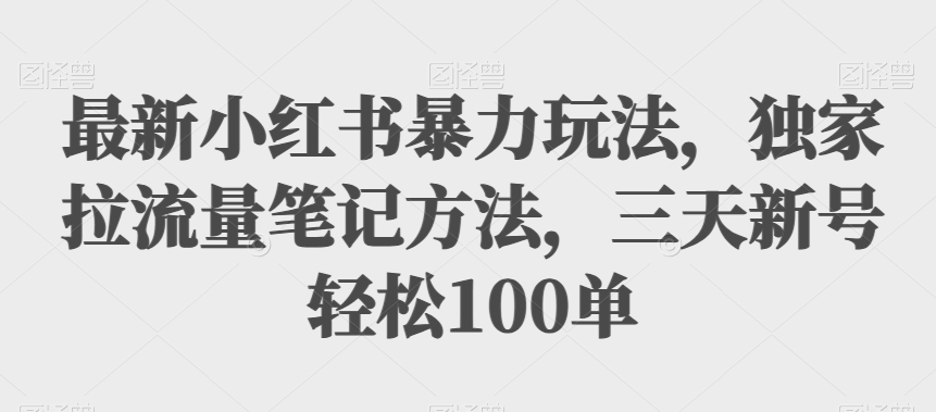 最新小红书暴力玩法，独家拉流量笔记方法，三天新号轻松100单【揭秘】 - 副业心选-副业心选