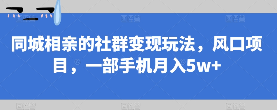 同城相亲的社群变现玩法，风口项目，一部手机月入5w+【揭秘】 - 副业心选-副业心选