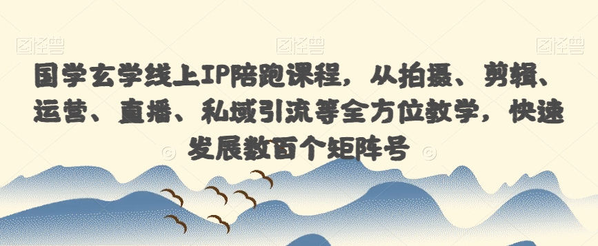 国学玄学线上IP陪跑课程，从拍摄、剪辑、运营、直播、私域引流等全方位教学，快速发展数百个矩阵号 - 副业心选-副业心选