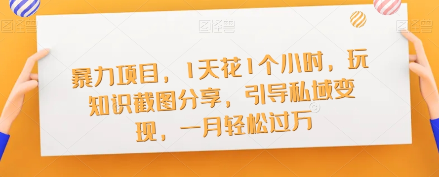 暴力项目，1天花1个小时，玩知识截图分享，引导私域变现，一月轻松过万【截图】 - 副业心选-副业心选