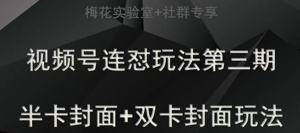 梅花实验室社群专享视频号连怼玩法半卡封面+双卡封面技术 - 副业心选-副业心选