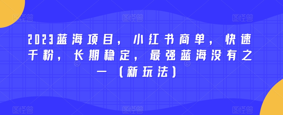2023蓝海项目，小红书商单，快速千粉，长期稳定，最强蓝海没有之一（新玩法） - 副业心选-副业心选