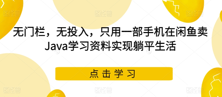 无门栏，无投入，只用一部手机在闲鱼卖Java学习资料实现躺平生活【揭秘】 - 副业心选-副业心选
